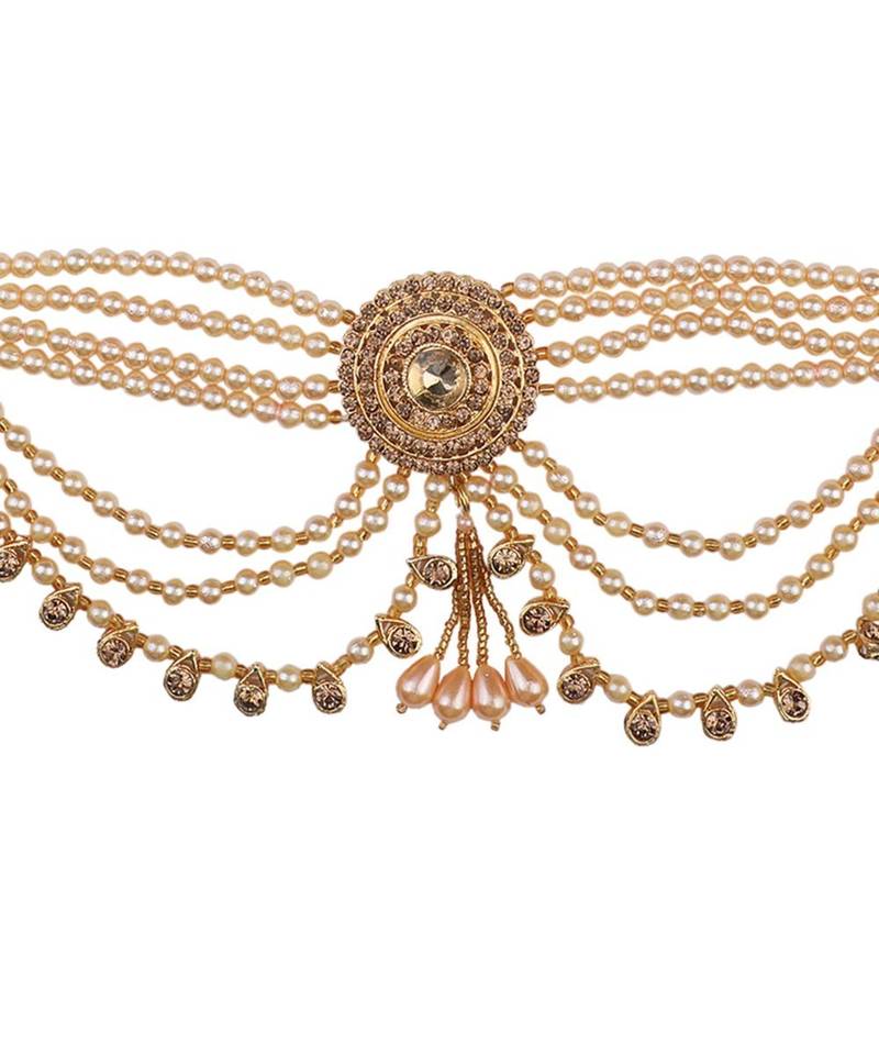 Traditional Gold Plated Multicolor Kundan and Stone Studded with Layered of Chains for Girls and Women