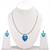 Paan Shape Oxidised Silver Plated Feroza Pendant Set