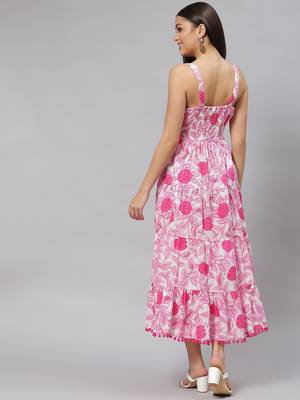 White printed cotton long-dresses 2