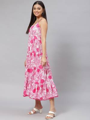 White printed cotton long-dresses 3