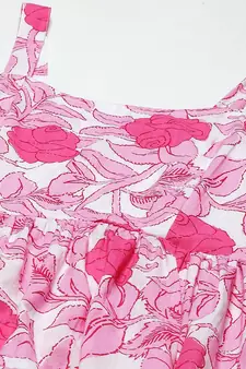 White printed cotton long-dresses