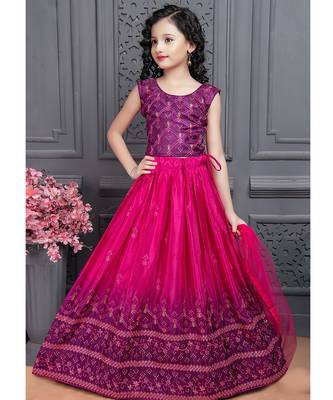 Wedding Designer Pink Soft Chinon Silk Lehenga choli 1