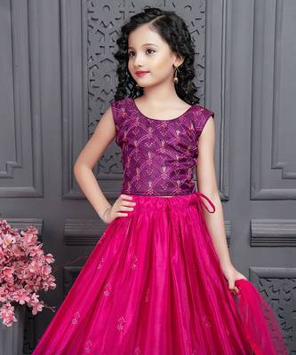 Wedding Designer Pink Soft Chinon Silk Lehenga choli 2
