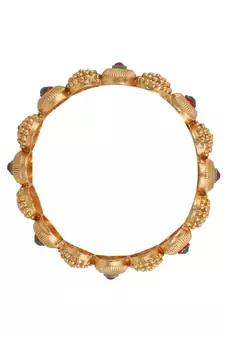 Gold Plated Enameled Stone Studded Statement Bangles for Girls and Women