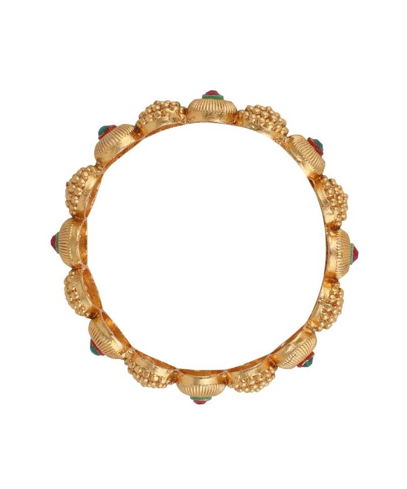 Gold Plated Enameled Stone Studded Statement Bangles for Girls and Women