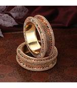 Rose Gold colored Stones embeded Traditional Bangle set for Girls and Women
