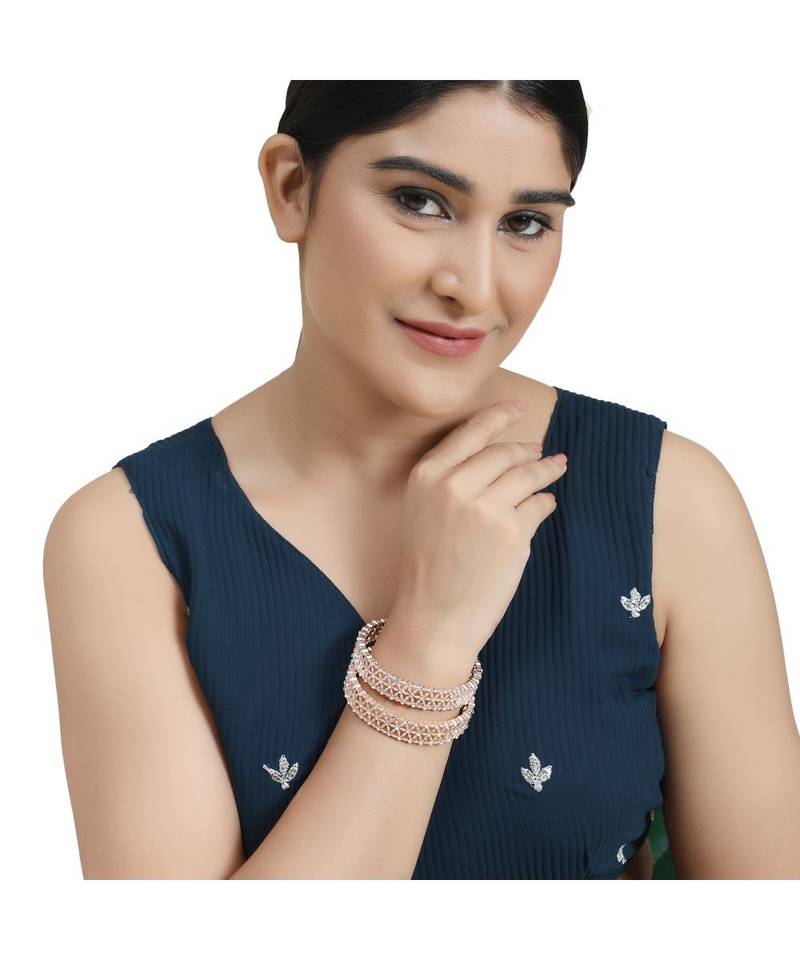 Rose Gold Stone studded Style Statement Set of Bangles for Girls and Women Mode Mania 3990862