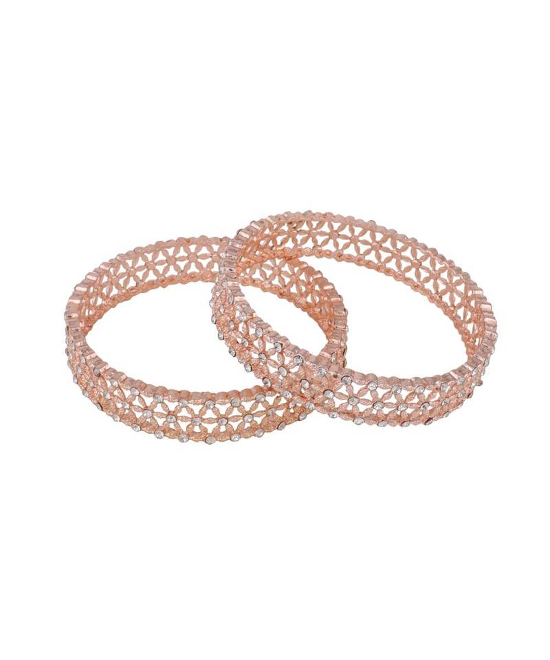 Rose Gold Stone studded Style Statement Set of Bangles for Girls and Women