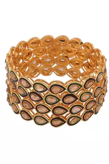 Gold Plated Kundan Studded Set of 4 Bangles for Girls and Women