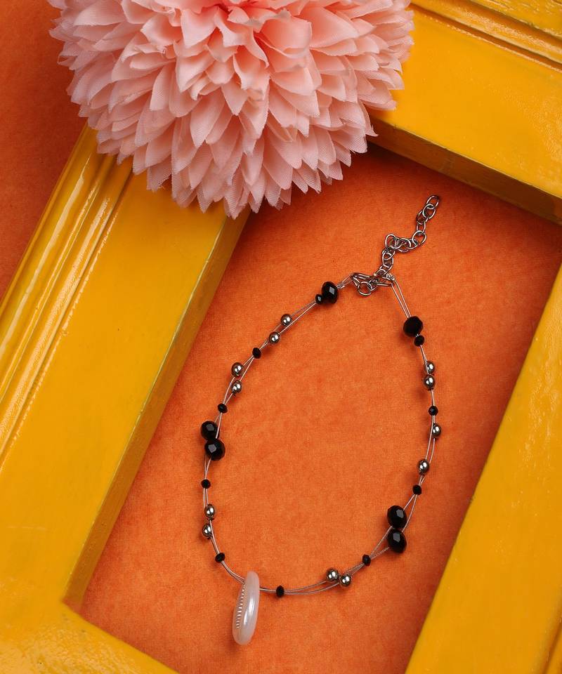 Gold Plated Structured Stone Studded Statement Anklets for Girls and Women