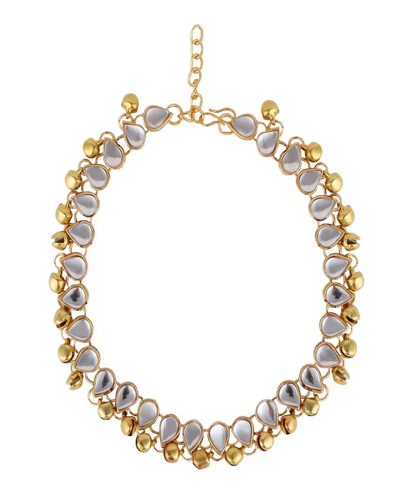 Ethnic Silver Plated Mirror and Ghungru Studded Statement for Girls and Women