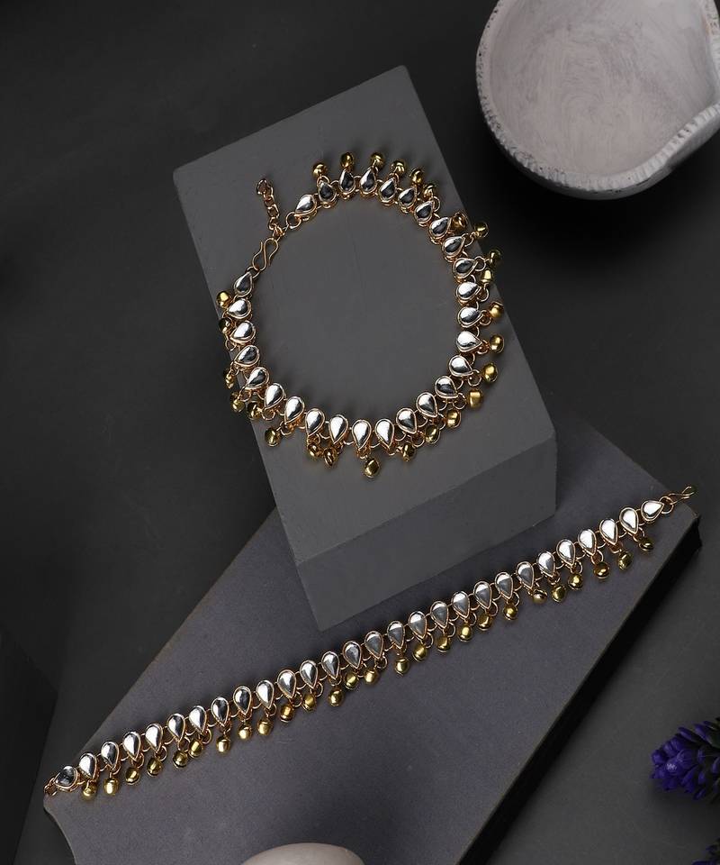 Ethnic Silver Plated Mirror and Ghungru Studded Statement for Girls and Women