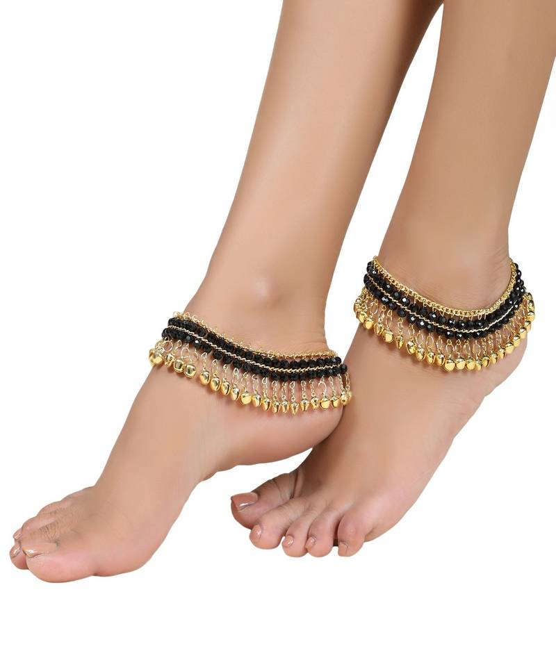 Metallic Silver Ghungru Studded Statement Anklets for Girls and Women