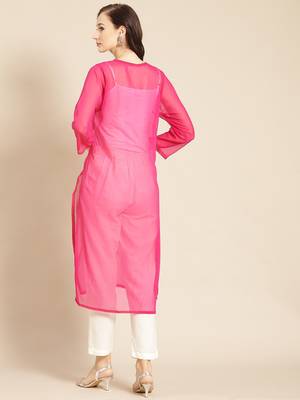 Magenta embroidered georgette chikankari-kurtis 2