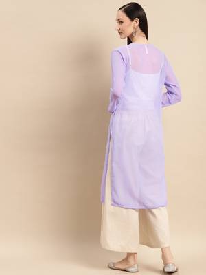 Purple embroidered georgette chikankari-kurtis 2