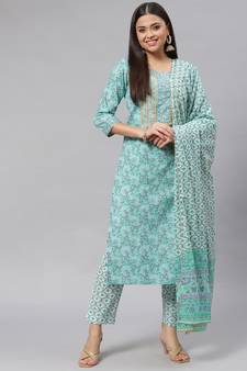 Sea-green gotta patti cotton salwar