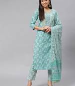 Sea-green gotta patti cotton salwar