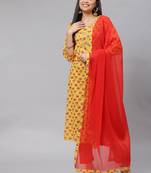 Yellow sequins cotton salwar