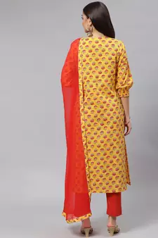 Yellow sequins cotton salwar