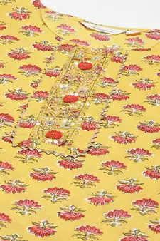Yellow sequins cotton salwar