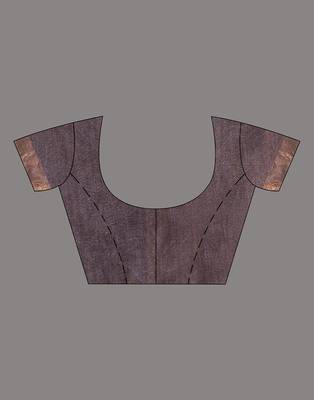 HOUSE OF BEGUMs Pure Linen Gray Saree with Blouse Piece 5