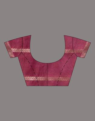 HOUSE OF BEGUMs Handloom Wine Organza Saree with Blouse Piece 5