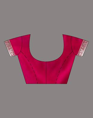 HOUSE OF BEGUMs Handloom Wine Organza Saree with Blouse Piece 5