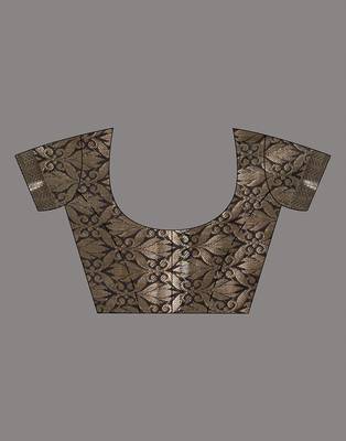 HOUSE OF BEGUMs Pure Organza Black With Meena Work with Blouse Piece 5