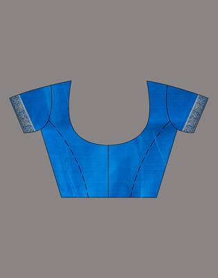 HOUSE OF BEGUMs Bridal Banarasi Blue Silk Saree with Blouse Piece 5