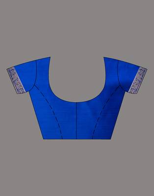 HOUSE OF BEGUMs Bridal Banarasi Blue Silk Saree with Blouse Piece 5