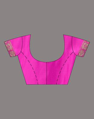 HOUSE OF BEGUMs Bridal Banarasi Rani Pink Silk Saree with Blouse Piece 5