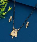 Stylish Square Design Jewellery Mangalsutra With Earring for Women