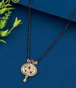 Traditional Red Diamond Round Pendant Mangalsutra for Women