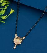 Trendy Red & White American Diamond Gold Plated Mangalsutra