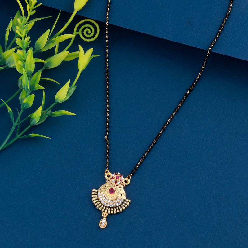 Delicate Gold Plated American Diamond Mangalsutra For Women