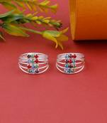 Stylish Leg Finger Ring Adjustable Multicolor Toe Ring Alloy Silver Plated Toe Ring