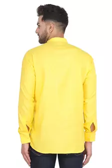 Mag Men's Yellow Casual Cotton Blend Short kurta for men