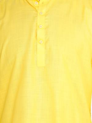 Mag Men's Yellow Casual Cotton Blend Short kurta for men 6