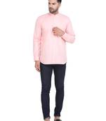 Mag Men's Pink Casual Cotton Blend Short kurta for men