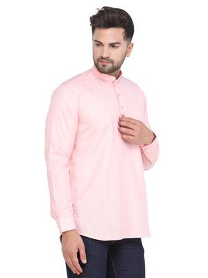 Mag Men's Pink Casual Cotton Blend Short kurta for men 3