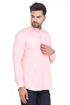 Mag Men's Pink Casual Cotton Blend Short kurta for men