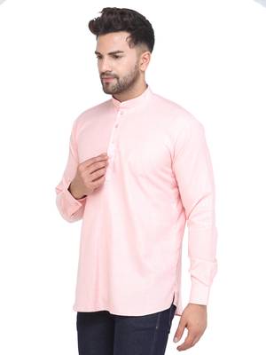 Mag Men's Pink Casual Cotton Blend Short kurta for men 4