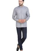 Mag Men's Grey Casual Cotton Blend Short kurta for men