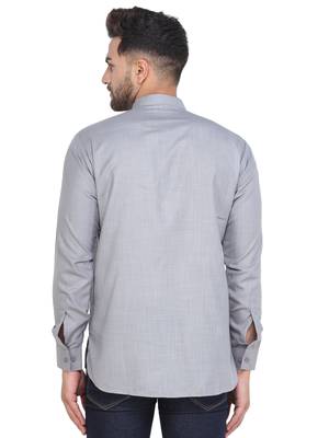 Mag Men's Grey Casual Cotton Blend Short kurta for men 4