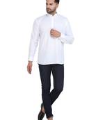 Mag Men's White Casual Cotton Blend Short kurta for men