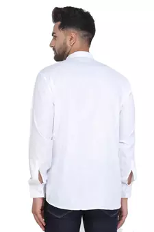 Mag Men's White Casual Cotton Blend Short kurta for men