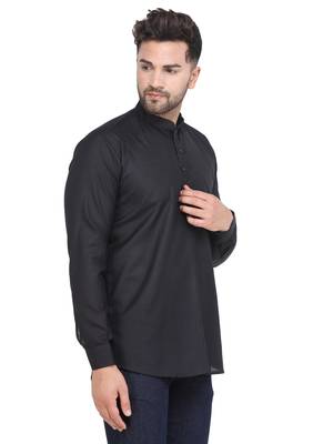 Mag Men's Black Casual Cotton Blend Short kurta for men 4