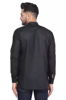 Mag Men's Black Casual Cotton Blend Short kurta for men