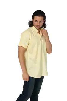 Mag Men's Yellow Casual Cotton Blend Check half sleeve short kurti For Men