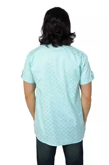 Mag Men's Light Green Casual Cotton Blend Check half sleeve short kurti For Men